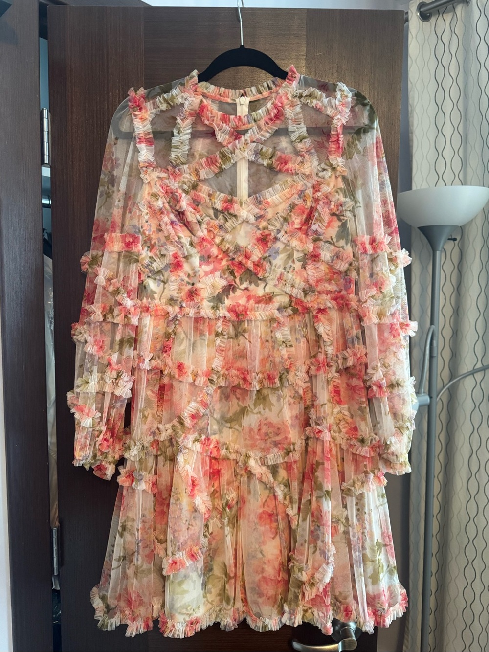 Needle & Thread Floral Ruffle Tiered Dress - Pink Floral